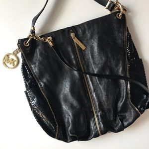 {MK} Newman Zip Shoulder Tote Reptile/Leather Bag
